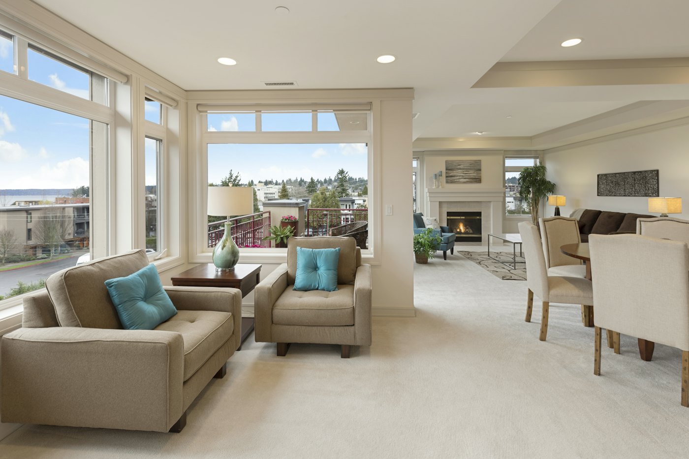 A living room set up for someone to look around
